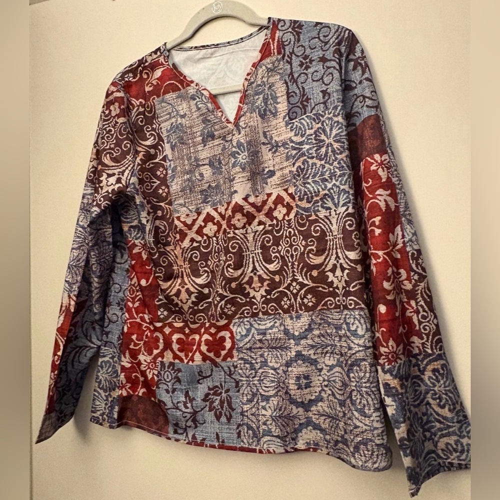 Bohemian Patchwork Long Sleeve Blouse